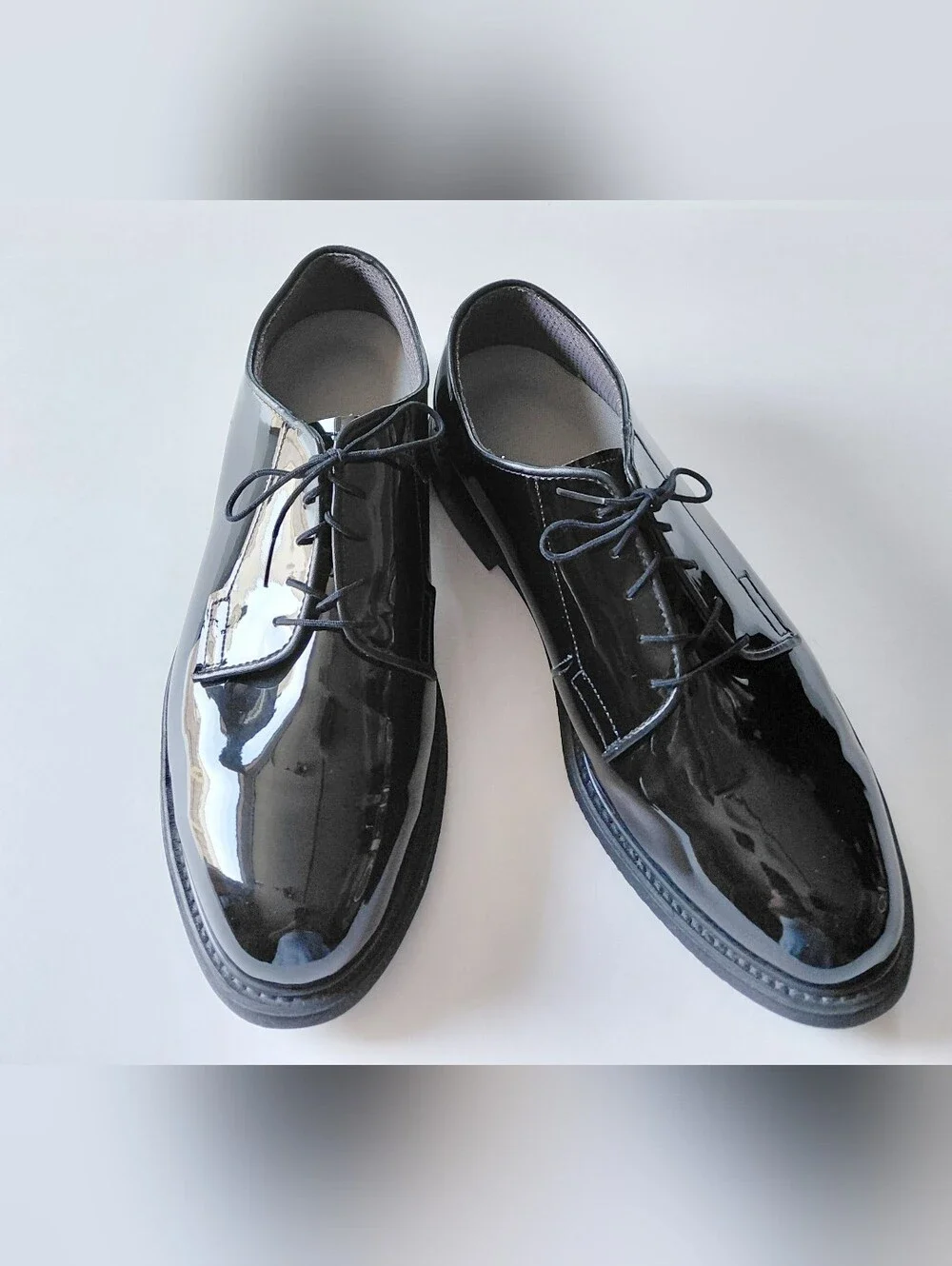 BATES LITES Men's Black Lace Up High Gloss Oxford Shoe Size 12